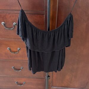 Topshop Black Ruffle Off-Shoulder Blouse